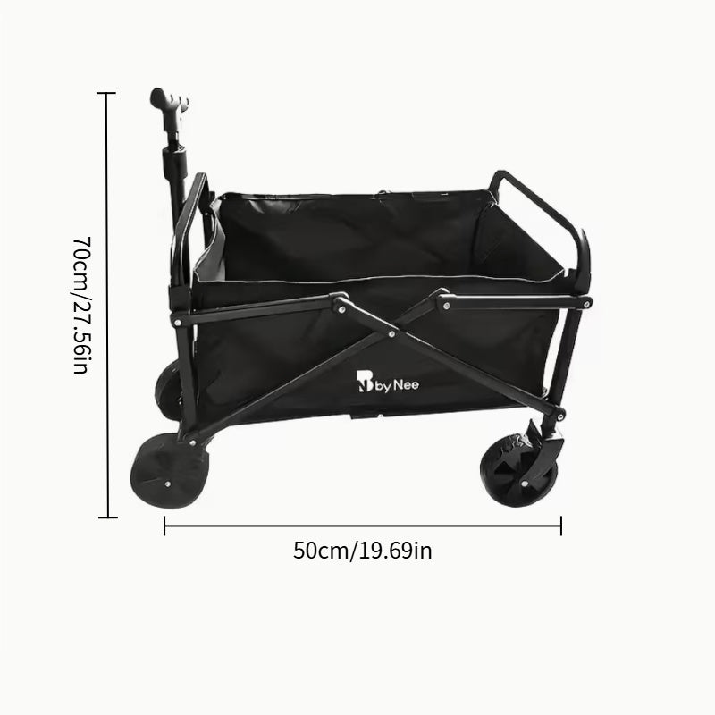 680LBS Heavy Duty All-Terrain Folding Utility Cart – 155L Large Capacity Collapsible Wagon with 360° Swivel Wheels & Adjustable Handle for Camping, Yard, Gardening, Sports & Shopping – Black