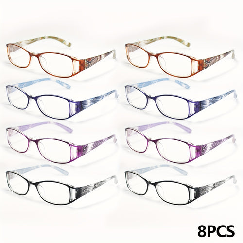 Blue Light Blocking Glasses 8-Pack – Anti-Eye Strain Computer Reading Glasses, HD Lens, Lightweight Square Full-Rim Frame, for Women & Men, Office, Gaming & Smartphone Use | ShopVora CA