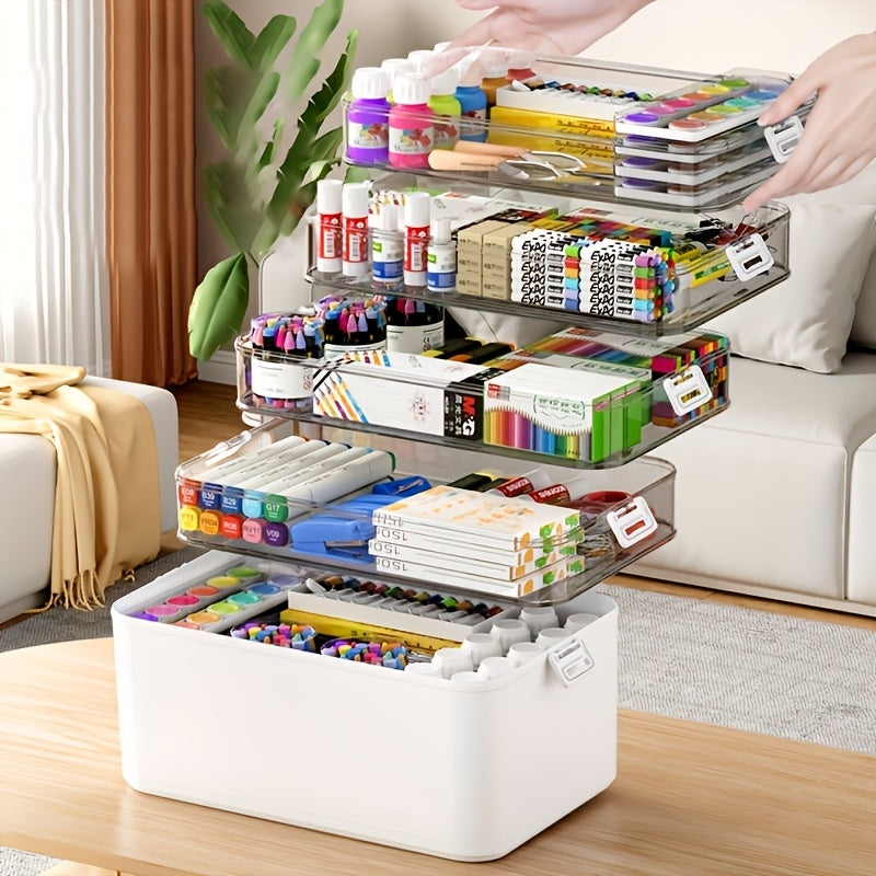 Spacious Multi-Tiered Organizer Box, Perfect for Home And Travel, Storage Container - Easy to Maintain, Ideal for Organizing Pills, Office Materials, Sewing Tools, And Bathroom Items