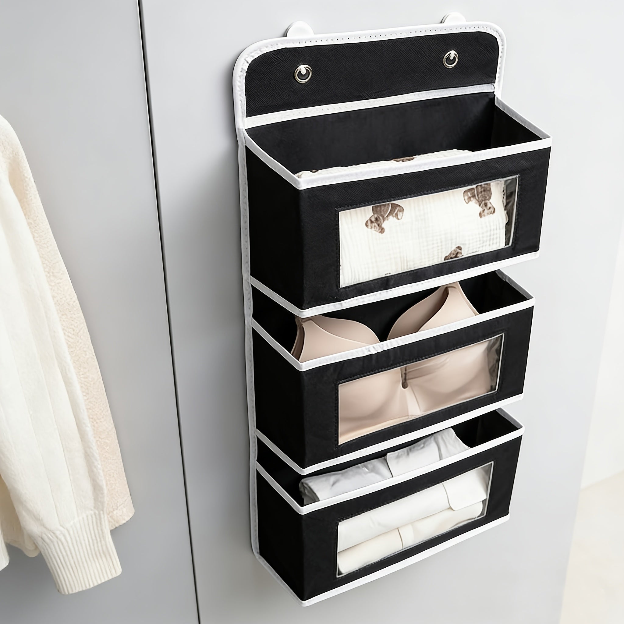 1 Hanging Storage Cabinet Behind The Door, Hanging Wardrobe Storage Box, Multi-purpose Waterproof Storage Rack for Bedroom, Bathroom, And Pantry, Anti Tilt Door Cabinet, Suitable for Bedroom, Bathroom, And Food Storage Room