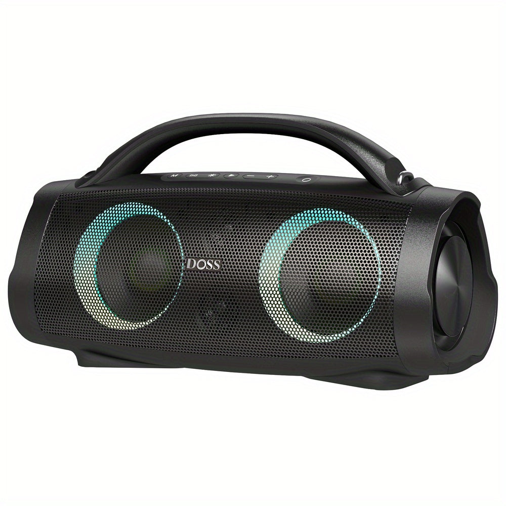 DOSS 100W Outdoor Bluetooth Speaker BT 5.3 – Party-Sync LED Lights, Extra Bass, 20H Playtime, 10400mAh Power Bank, Wireless Stereo Pairing, Camping Pool Beach