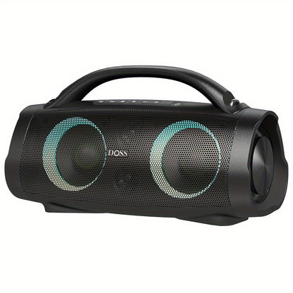 DOSS 100W Outdoor Bluetooth Speaker BT 5.3 – Party-Sync LED Lights, Extra Bass, 20H Playtime, 10400mAh Power Bank, Wireless Stereo Pairing, Camping Pool Beach