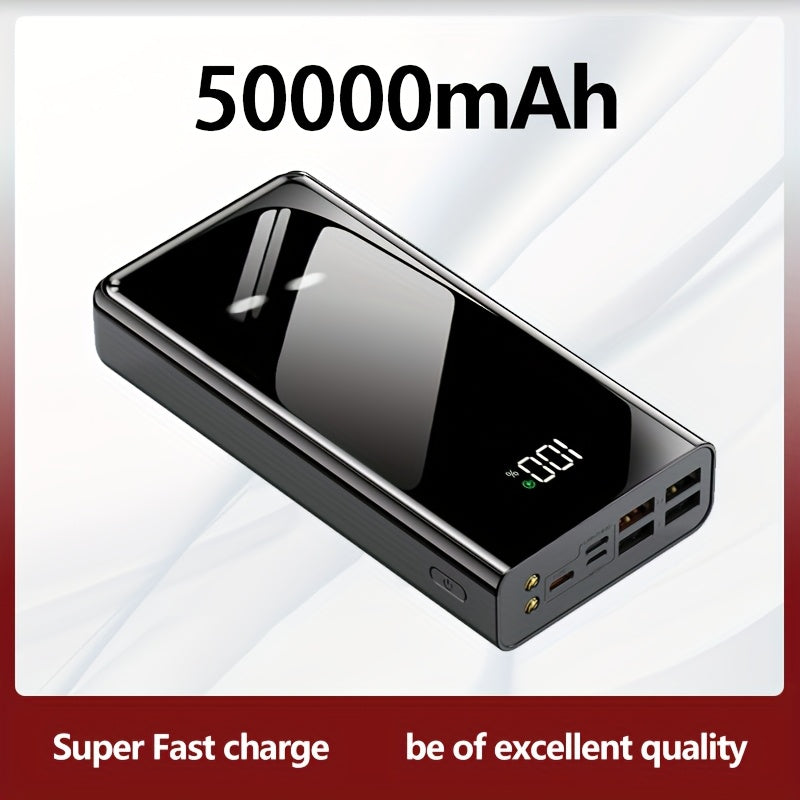 High-Capacity 50000mAh Power Bank Fast Charging Portable Charger with LED Display, Multiple USB-C & USB Ports, Built-in Flashlight – Emergency Backup Battery for Travel, Camping & Outdoor Adventures