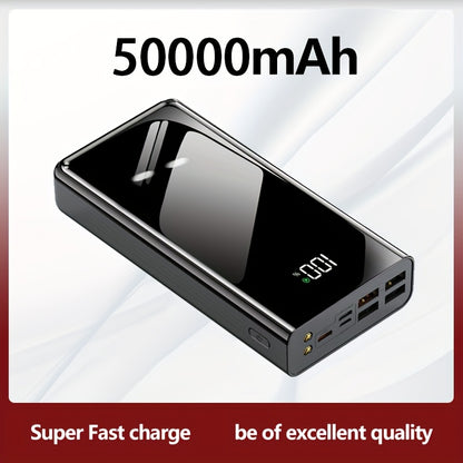 High-Capacity 50000mAh Power Bank Fast Charging Portable Charger with LED Display, Multiple USB-C & USB Ports, Built-in Flashlight – Emergency Backup Battery for Travel, Camping & Outdoor Adventures