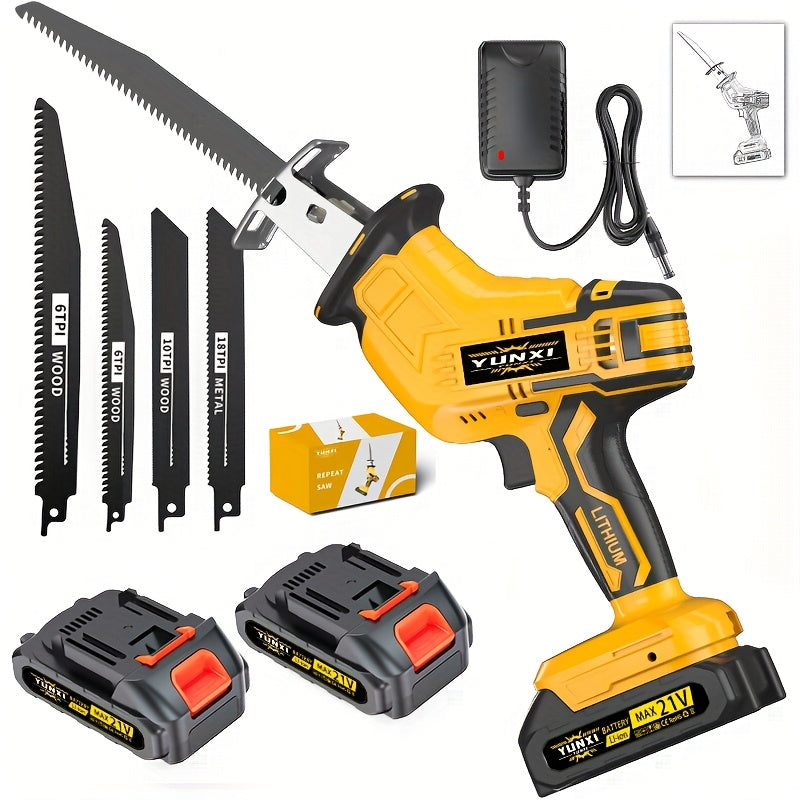 Cordless Lithium-Ion Reciprocating Saw – Lightweight DIY Electric Saw for Wood Metal PVC & Tree Cutting, Household & Outdoor Use, Upgraded Battery & Accessories Options, Gift for Dad