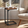 VASAGLE C-Shaped End Table with Steel Frame 11.8"x15.7"x24.4" – Slim Sofa Side Table for Living Room, Bedroom & Couch, Rustic Brown & Black, Small Bedside Snack Table Easy Assembly