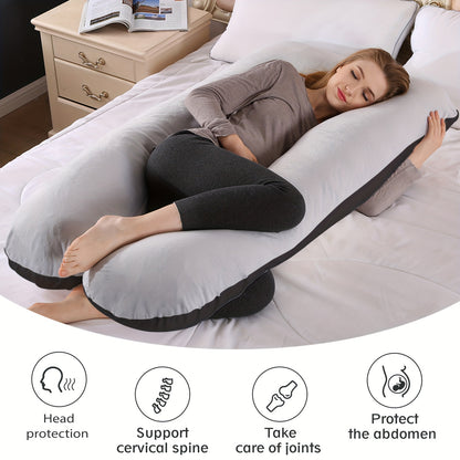 U-Shaped Pregnancy Pillow 47 Inch with Velvet Removable Cover – Full Body Maternity Pillow for Sleeping, Back & Belly Support for Pregnant Women & Adults