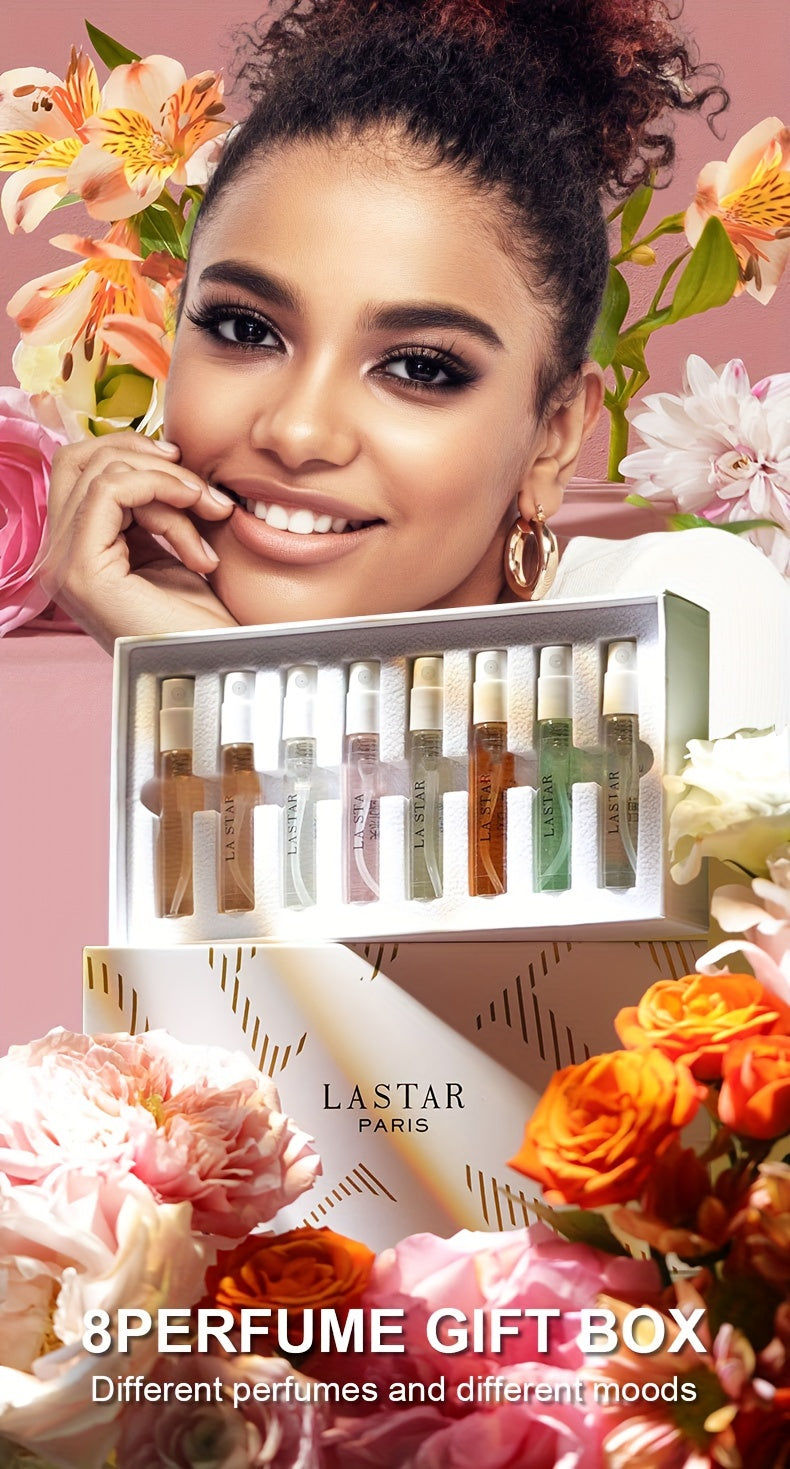 Women's Perfume Gift Set 8pcs – Lasting Floral, Fruity, Citrus & Woody Oriental Fragrance Spray Collection – Ideal Valentine's Day, Birthday & Christmas Gift for Her