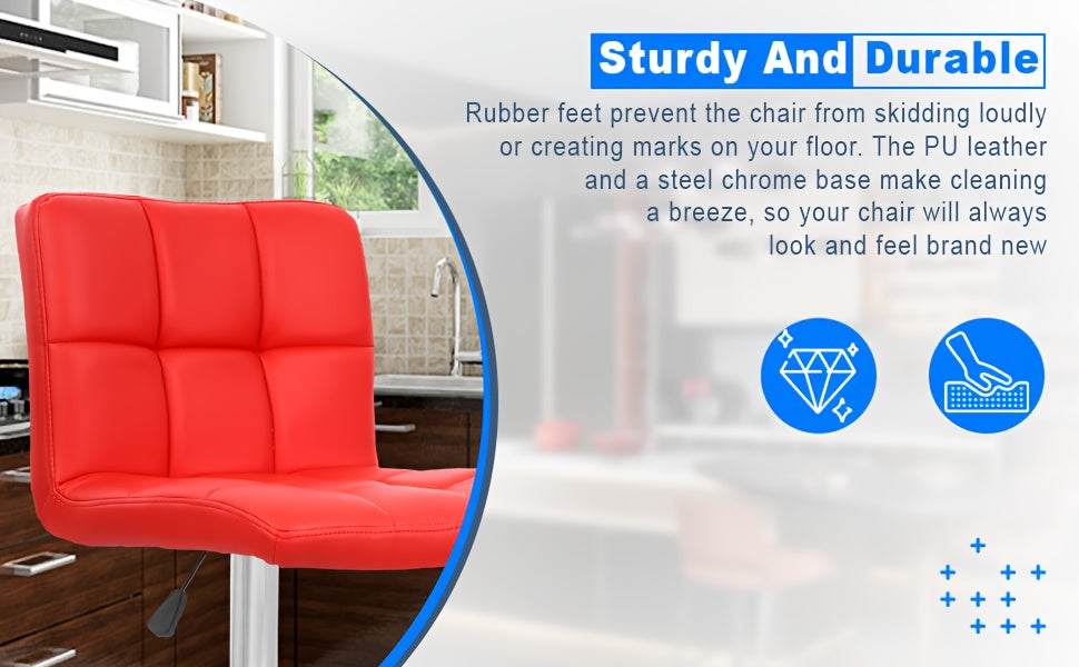 2-Pack Bar Chairs Adjustable Swivel Stool - Armless Hydraulic Bar Height Stools, Comfortable Back Support, Perfect Addition to Your Modern Kitchen And Living Room