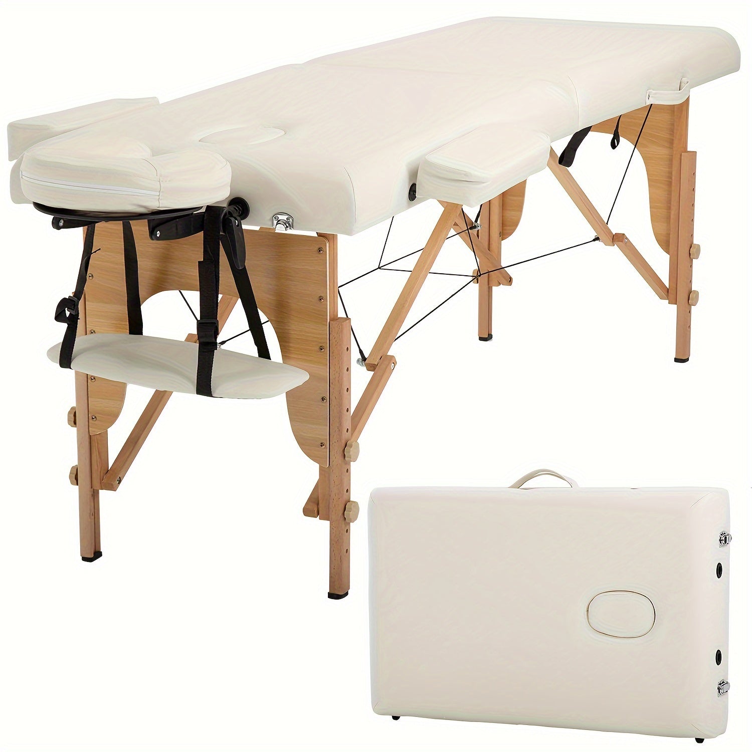 Portable Massage Table Designed for Therapy, Measuring 73 Inches, with Adjustable Height And a Two-Fold Design, Suitable for Salon Use And Featuring a Face Cradle
