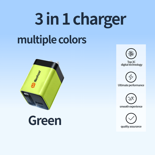 Latest Gan Technology: 80W 3-Port Quick Charger with Retractable Cable - Extremely Compact - Cool to The Touch - PD/QC 3.0 Compatible with Iphone 17/16/15/14/13/12/11, And Ipad