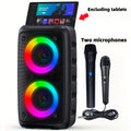 Party Bluetooth Speaker with Microphone & Disco Light – Large Subwoofer Wireless Speaker, TWS Stereo, TF/AUX/MIC Support, Outdoor & Indoor Use, Birthday & Event Gift – Black