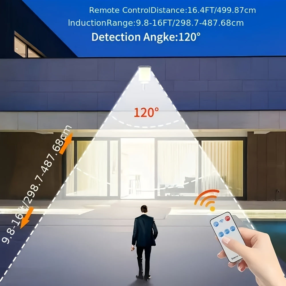 4/2pcs Solar COB High-brightness Searchlight, Smart Sensor Remote Control + Human Body Sensor Dual Control, IP44 Waterproof Level, Dedicated To Villa Gardens And Courtyards, Smart Life, Convenient Experience, Light Up Your Outdoor Space