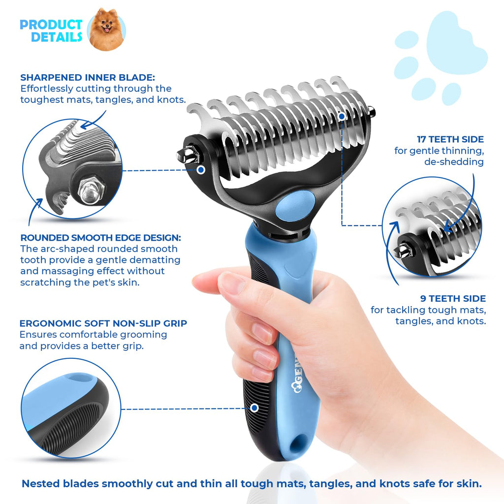 A Hair Removal Comb Designed Specifically for Cats And Dogs, Equipped with Wide Double-Sided Stainless Steel Teeth, Used for Untying, Removing, Combing, Thinning Hair, And Effectively Eliminating Pet Hair Loss, Tangling, Hairballs, And Tangled Hair