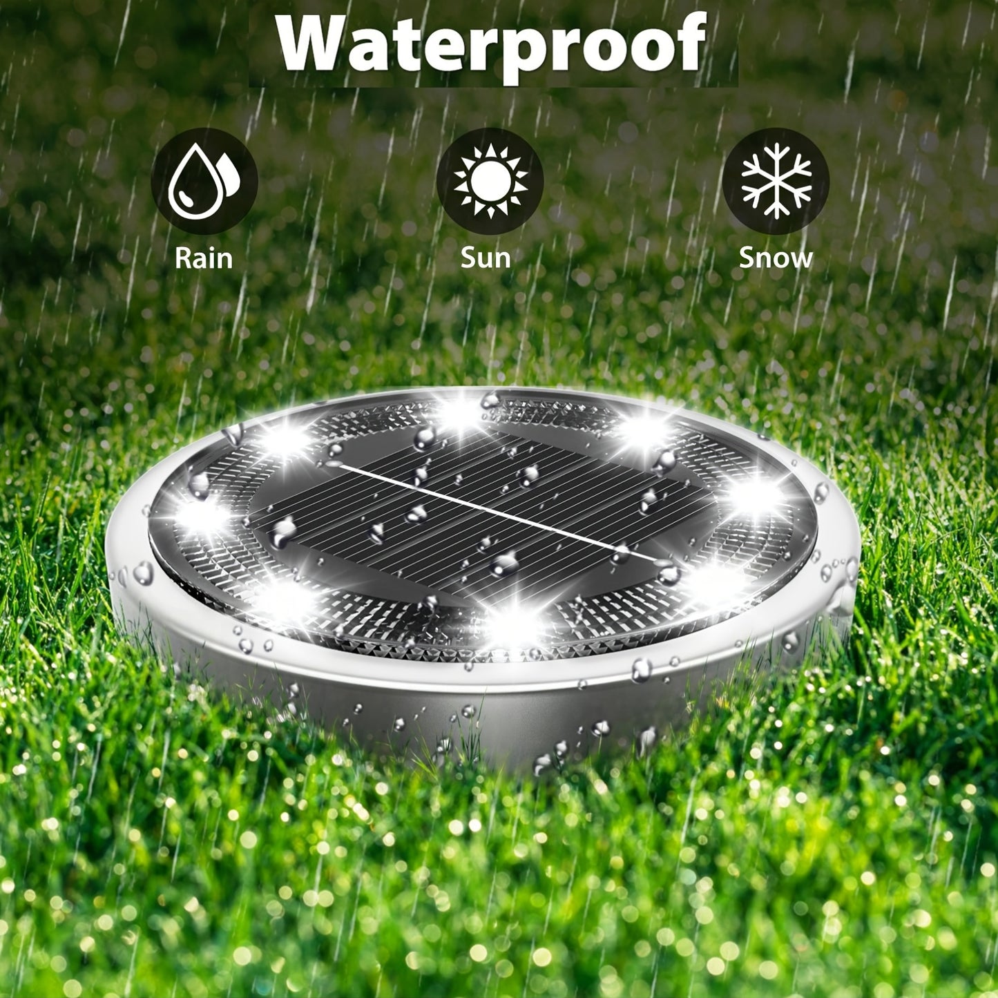 IP44 Solar In-Ground Lights 8 LED – Regular & Mini Versions, Auto On/Off, 4-20 Pack for Garden, Pathway, Driveway, Stairs, Deck & Swimming Pool | ShopVora CA