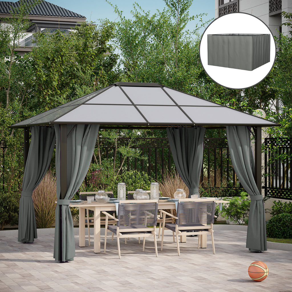 Replacement Gazebo Curtains with Zipper, 4-Panel Gazebo Privacy Side Panels Only, for 10' x 12' (3 x 3.6 M) Gazebos or Pergolas, Hooks/C-Rings Included, Brown, Outdoor Events Protection, Durable Polyester Fabric, Easy Installation