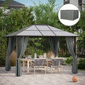 Replacement Gazebo Curtains with Zipper, 4-Panel Gazebo Privacy Side Panels Only, for 10' x 12' (3 x 3.6 M) Gazebos or Pergolas, Hooks/C-Rings Included, Brown, Outdoor Events Protection, Durable Polyester Fabric, Easy Installation