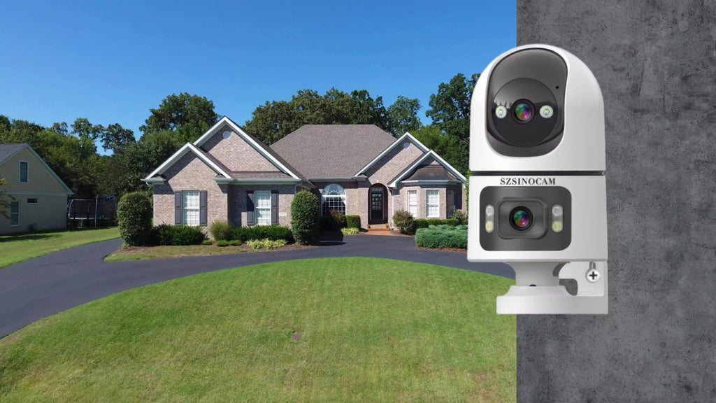 4K PTZ Dual-Lens Outdoor Security Camera with Spotlight Alarm, PIR Motion Detection, Full-Color Night Vision, 2-Way Audio, 360° Pan & Tilt, 24/7 Recording & NVR Compatible — U9 / Built-in Battery