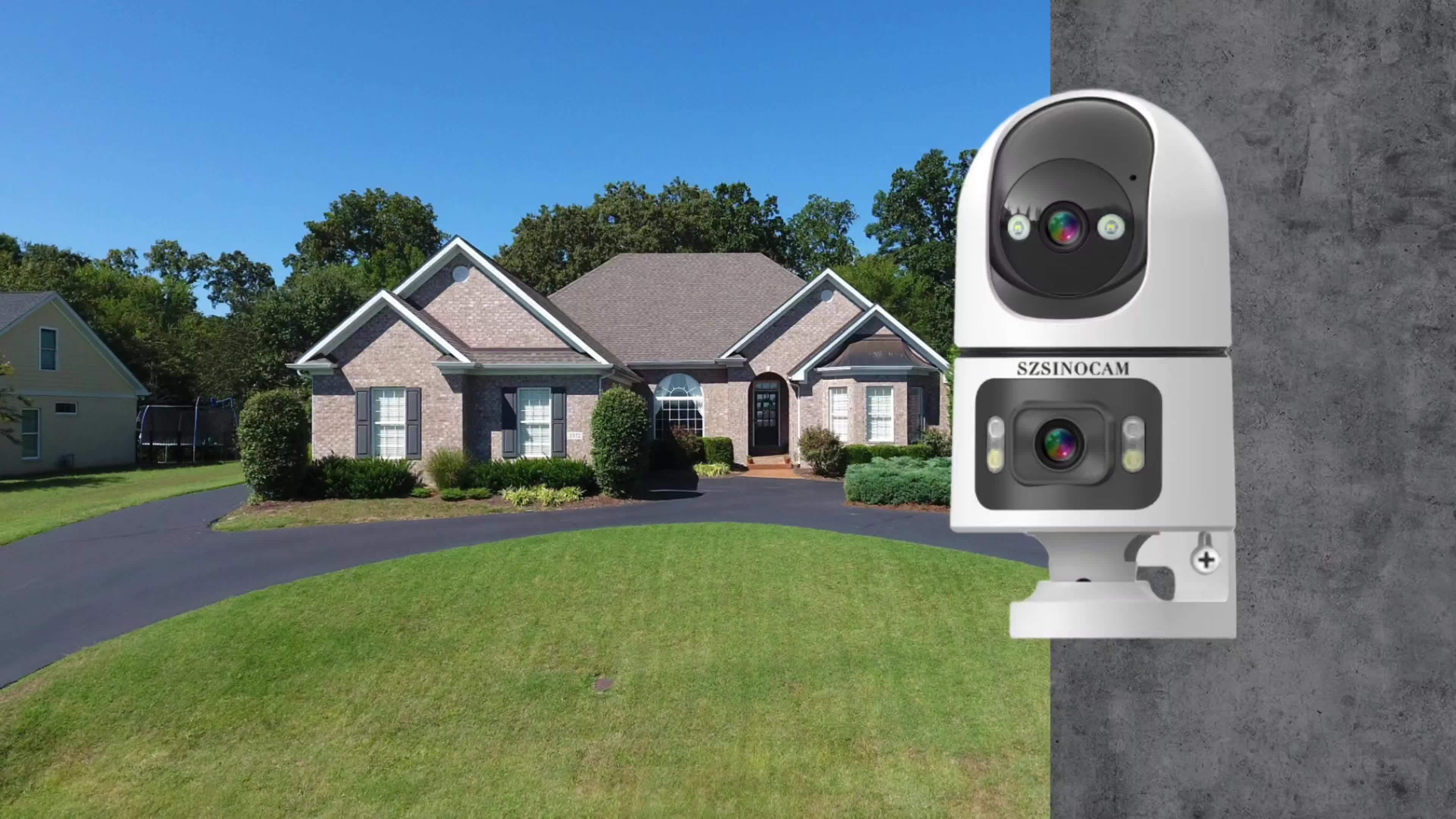4K PTZ Dual-Lens Outdoor Security Camera with Spotlight Alarm, PIR Motion Detection, Full-Color Night Vision, 2-Way Audio, 360° Pan & Tilt, 24/7 Recording & NVR Compatible — U9 / Built-in Battery
