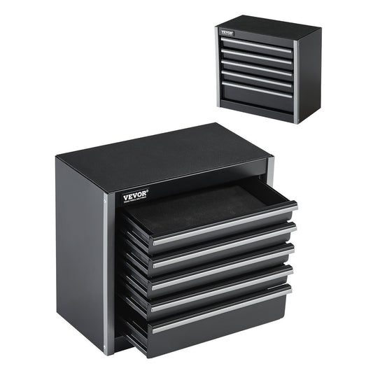 VEVOR Tool Box 8.6-inch Portable Metal Tool Box with 3/5 Drawers Tool Organizer Black/Red