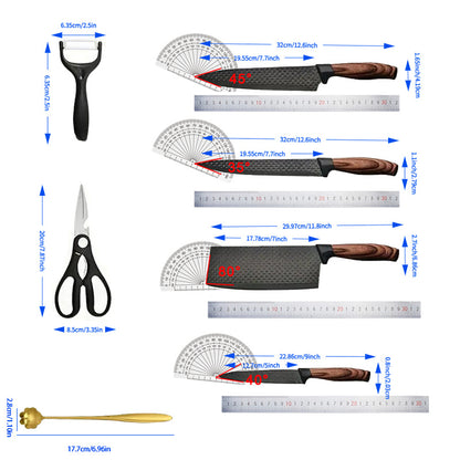 7-Piece Kitchen Knife Set with Scissors & Fruit Knife – Stainless Steel Complete Home & Restaurant Cooking Tool Set, Ergonomic Handle, Brown & Beige | Canada