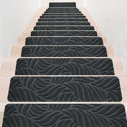Non-Slip Stair Mats 30x8 Inch Set of 7 or 15 – Washable Indoor Stair Treads with Self-Adhesive Tape for Wooden Steps, Home & Office Safety Staircase Protection Cover