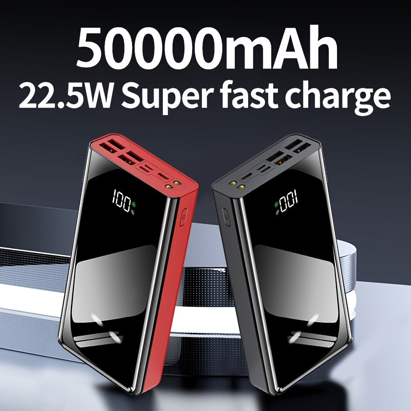 High-Capacity 50000mAh Power Bank Fast Charging Portable Charger with LED Display, Multiple USB-C & USB Ports, Built-in Flashlight – Emergency Backup Battery for Travel, Camping & Outdoor Adventures