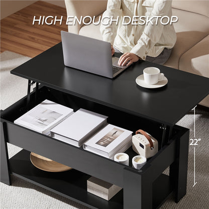 ALDEN DESIGN 38 Inch Lift Top Coffee Table with Hidden Compartment and Open Shelf Space-Saving Multi-Functional Storage Coffee Table for Small Apartment Living Room Reception Room Home Office White Gray Espresso Canada