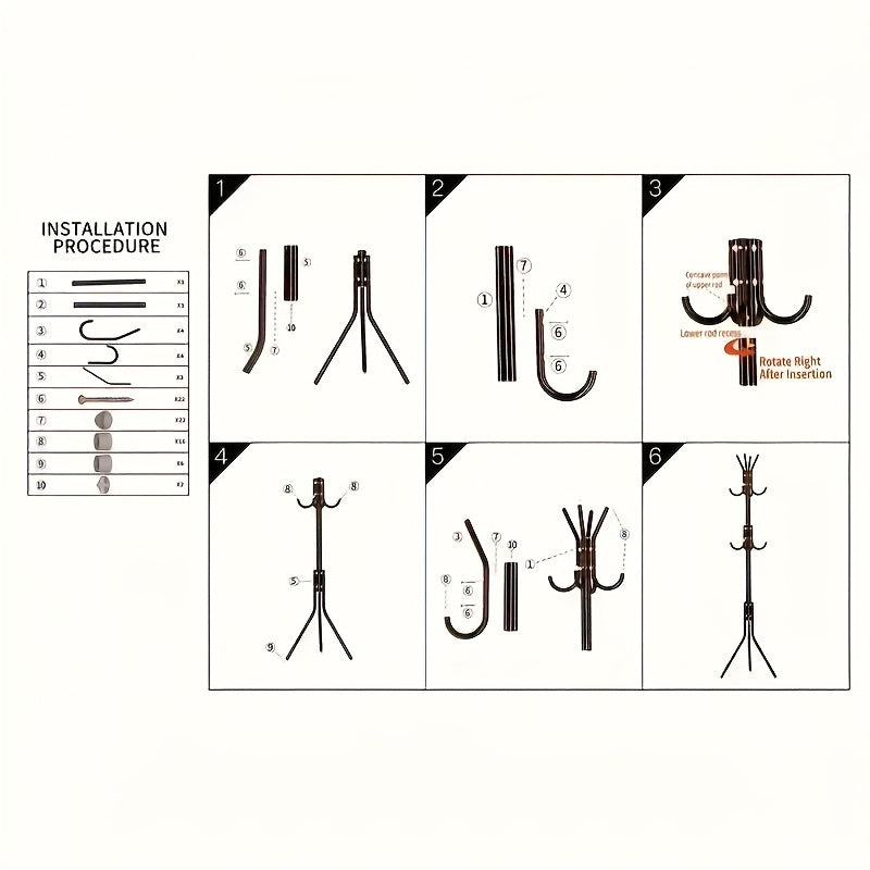 Black Freestanding Coat Rack with 9 Hooks – Adjustable Metal & Plastic Garment Organizer for Office, Dressing Room, Bedroom, Classroom, Living Room, Bathroom, Hallway – Easy Assembly, Entryway Organizer | Minimalist Design | Durable Construction, Clothes
