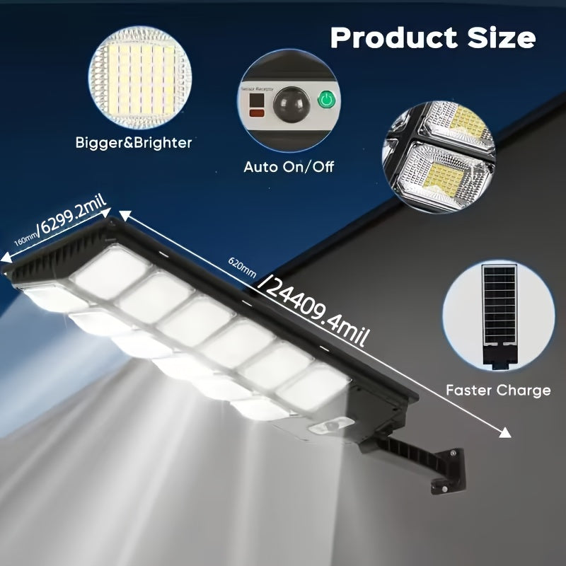 Solar LED Street Lamp 144 & 598 LED – Super Bright, 3 Lighting Modes, 320° Wide Angle, IP65 Waterproof | Outdoor Wall Light for Garden, Street & Commercial Use | ShopVora CA