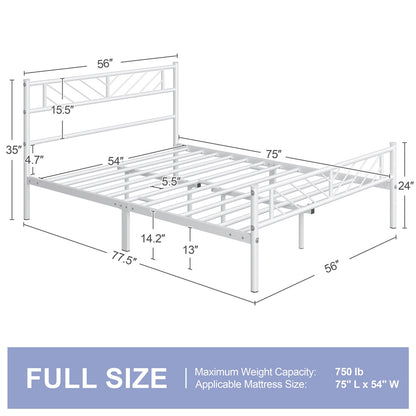 Metal Platform Bed Frame Twin Full Queen with Arrow Headboard Footboard No Box Spring Needed Underbed Storage - ALDEN DESIGN Minimalist Bed, White Black, Canada