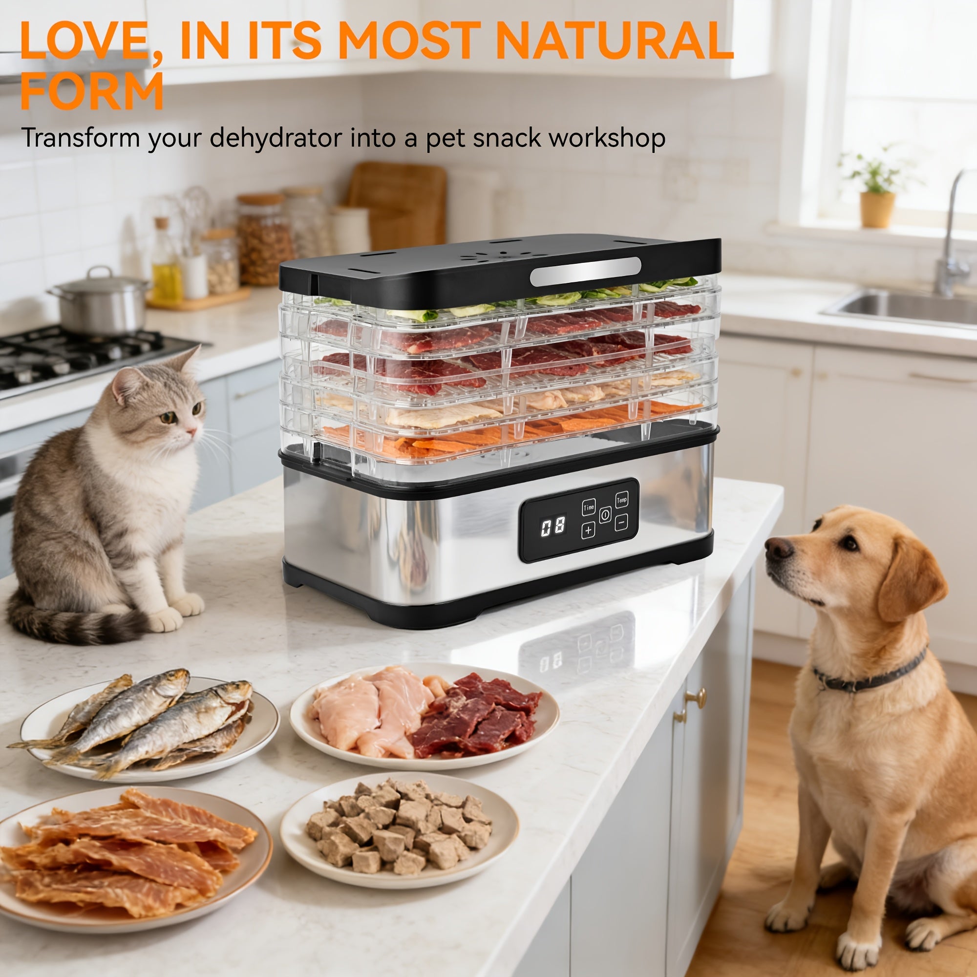 Upgrade5-Tray Food Dehydrator Machine with Digital Timer & Thermostat - for Jerky, Fruits, Herbs, Veggies, Yogurt, Pet Treats - Energy-Saving, Ultra-Quiet, Easy Clean with DishwasherSafe Trays - Perfect for Home Kitchen, Raw Diet, Camping, RV, Gifts