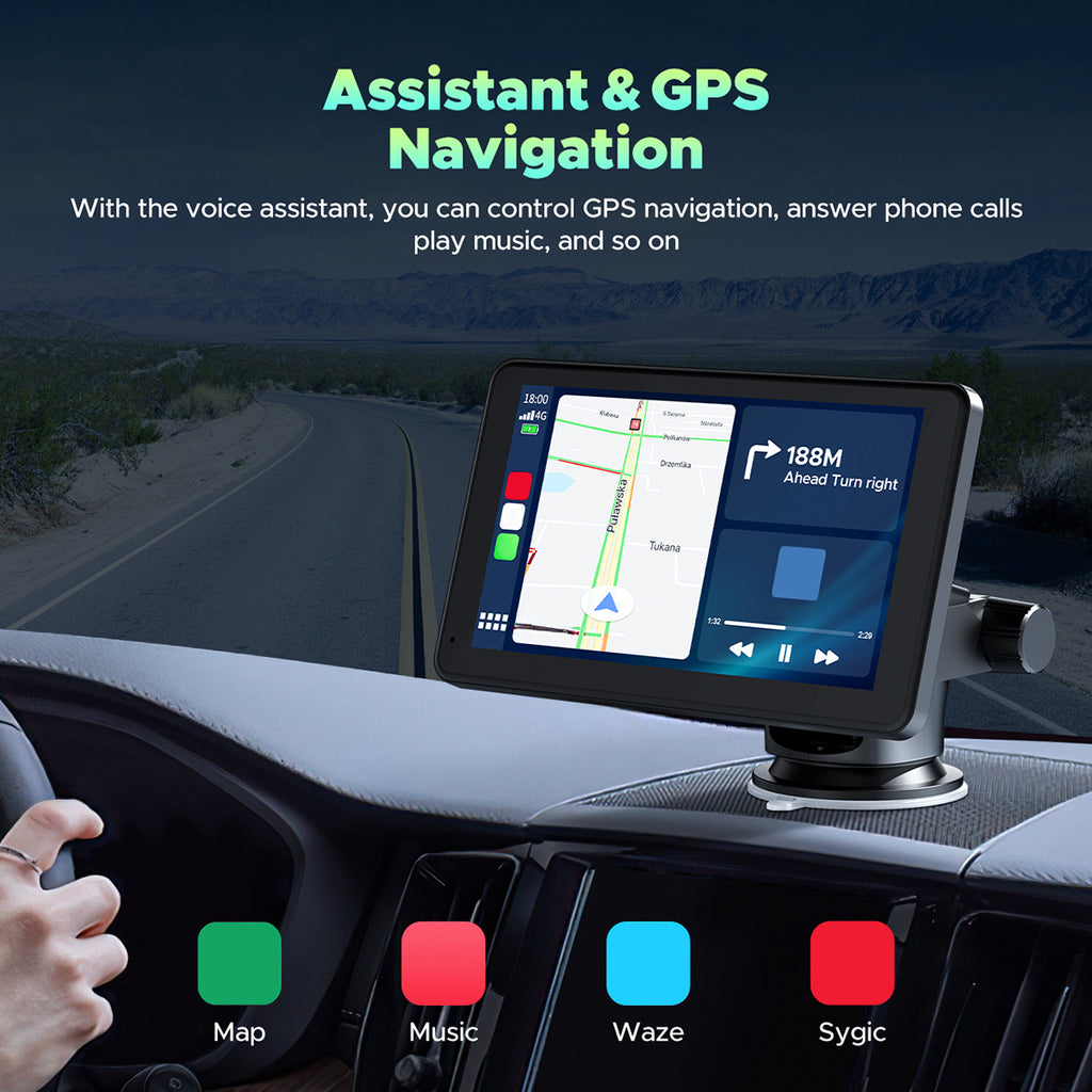 Lamtto 9.26 inch Car Stereo for Wireless Car play and Android Auto, Portable Carplay Screen for Car, with FM, GPS Navigation, AirPlay, AUX/FM, Bluetooth, Voice Control for Android 11+ (7-inch, 9-inch, and 9.26-inch models are available)