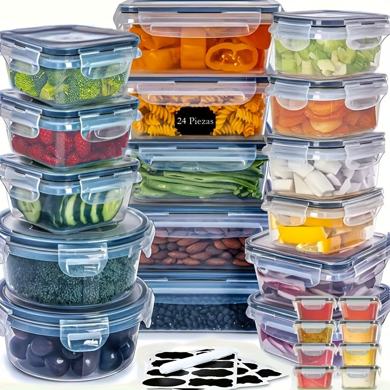 Airtight Food Storage Container Set with Easy-Snap Lids – BPA-Free Plastic Pantry Organizer with Labels & Marker, 24-Piece or 48-Piece Set for Kitchen & Pantry Organization