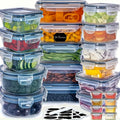 24/48pcs Food Storage Container Set with Easy-Snap Lids (24 Lids + 24 Containers) - Airtight Plastic Containers Christmas Gift for Pantry And Kitchen Organization - BPA Free, Comes with Free Labels And Markers, Local Warehouse Delivery