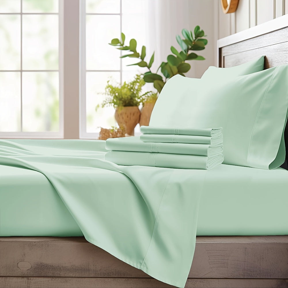 Extra Deep Pocket Cooling Bed Sheets Set – Breathable Wrinkle-Free Soft Bedding for Kids, Women & Men – Hotel Luxury Fitted Sheet Set, Light Blue, Twin Full Queen King
