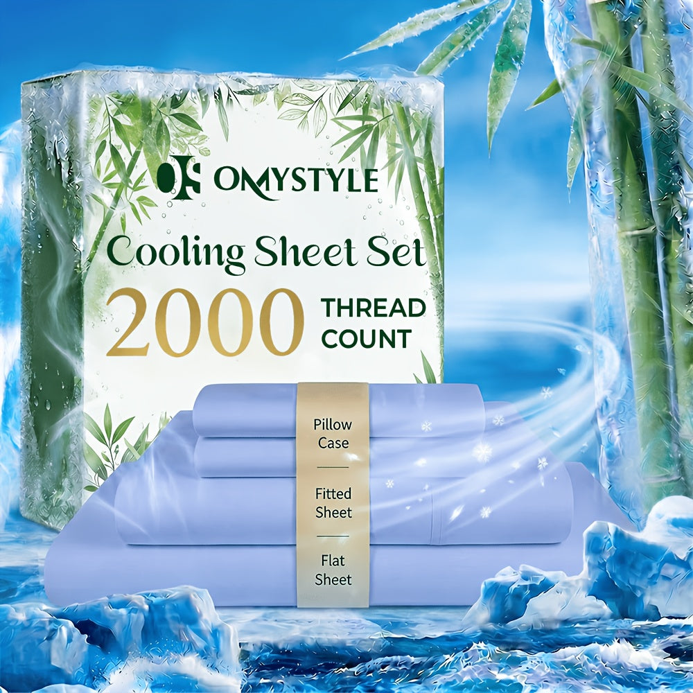 Ultra-Soft Summer Bamboo Sheet Set 4pcs – Breathable Cooling Bed Sheets with 16" Deep Pocket for Hot Sleepers, Includes Fitted Sheet, Flat Sheet & 2 Pillowcases, Twin Full Queen King, 7+ Colours