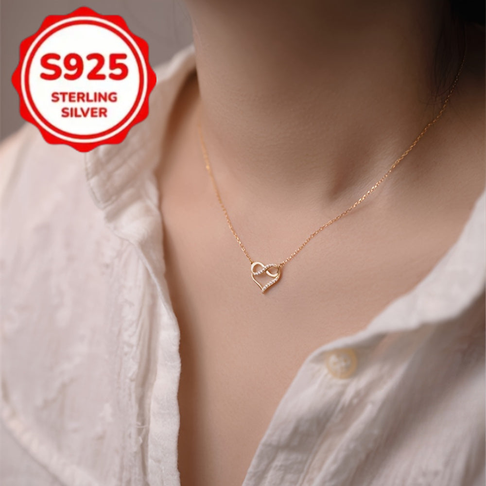 S925 Silver Love Synthetic Zirconia Necklace - Unlimited Lucky Design, Number 8 Collarbone Chain, Fashionable Jewelry Gift, Suitable for Women