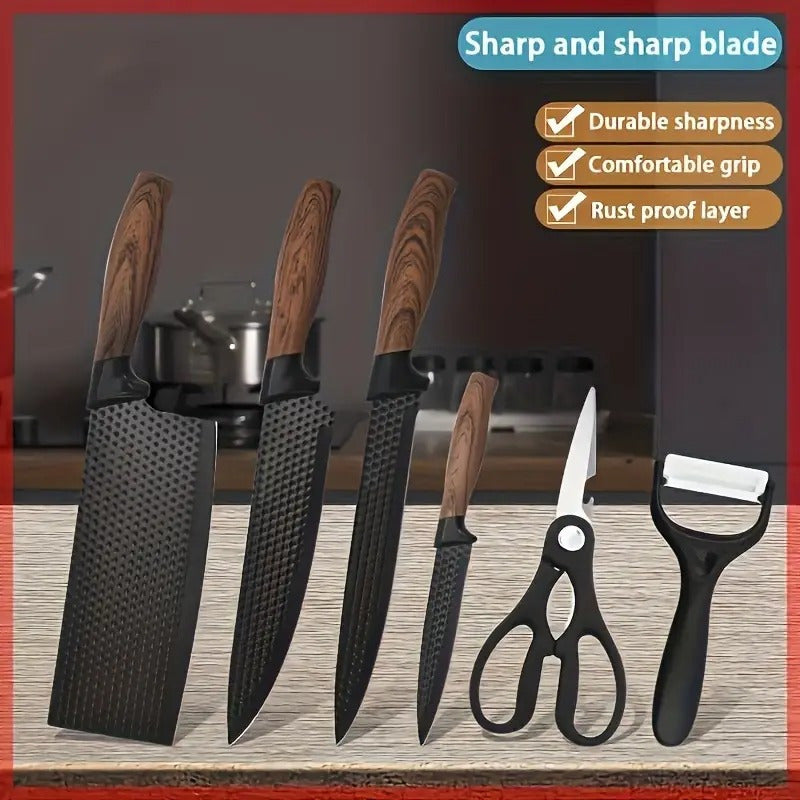 7pcs Kitchen Tool Set, Including Stainless Steel Kitchen Knives, Fruit Knives, Chicken Bone Scissors, Etc., Essential Items for Home Kitchens And Restaurant Cooking