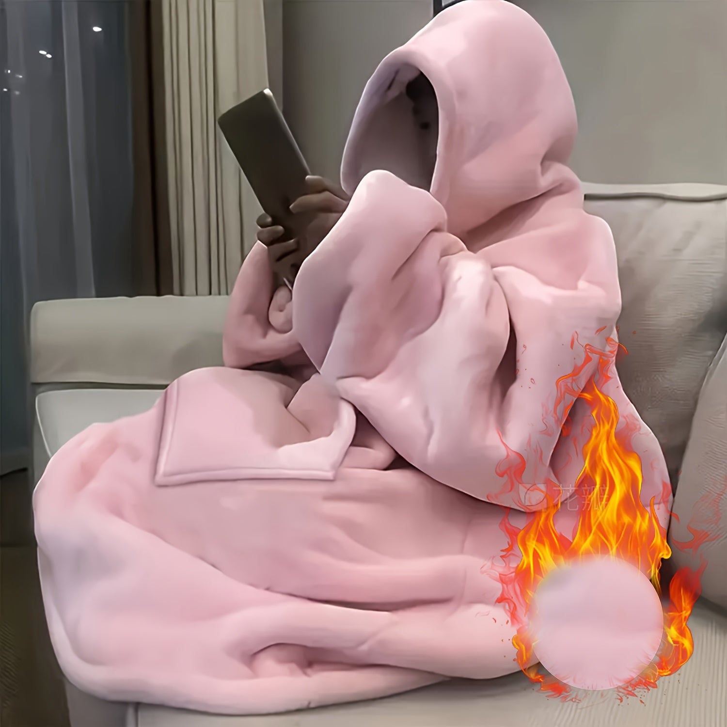 Comfortable Large Hoodie Blanket, Extremely Soft Fleece, Reversible Wearable Sweatshirt with Kangaroo Pocket, Washable in Machine, Ideal Christmas Gift, Casual Blanket for TV, Great for Autumn/Winter