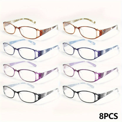 Blue Light Blocking Glasses 8-Pack – Anti-Eye Strain Computer Reading Glasses, HD Lens, Lightweight Square Full-Rim Frame, for Women & Men, Office, Gaming & Smartphone Use | ShopVora CA