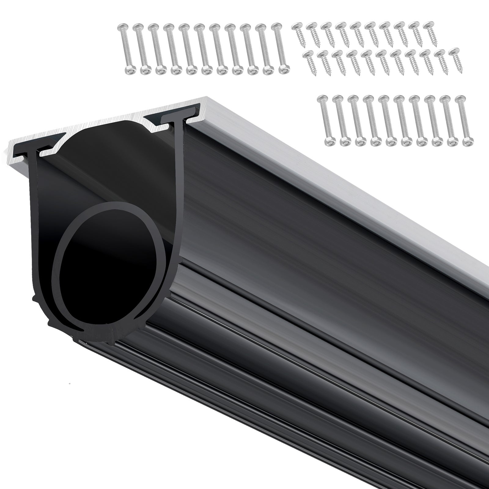 Garage Door Bottom Weather Seal – U-Shape + O-Ring Combo, 10/16/20 ft Weatherproofing Strip, 3-3/4" Wide, 7-Layer Insulation, Blocks Air, Dust & Insects for Garage, Warehouse & Roll-Up Doors