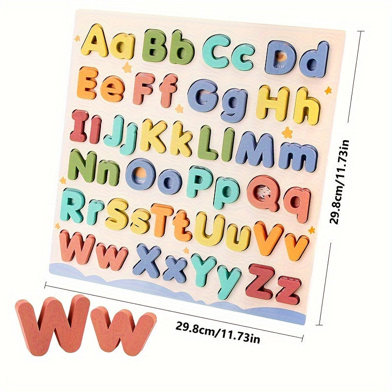 Youngsters's Wooden Letter Puzzle Board - 52 Uppercase And Lowercase Letters - Cognitive Development Toy Suitable for Preschool Education