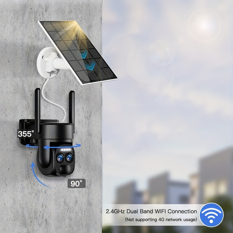 2K Solar Security Camera 6MP PTZ Dual Lens WiFi, Color Night Vision, Spotlight, PIR Motion Detection, 2-Way Audio & Alarm — Wireless Outdoor Surveillance Canada