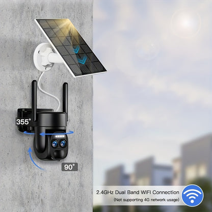 2K Solar Security Camera 6MP PTZ Dual Lens WiFi, Color Night Vision, Spotlight, PIR Motion Detection, 2-Way Audio & Alarm — Wireless Outdoor Surveillance Canada