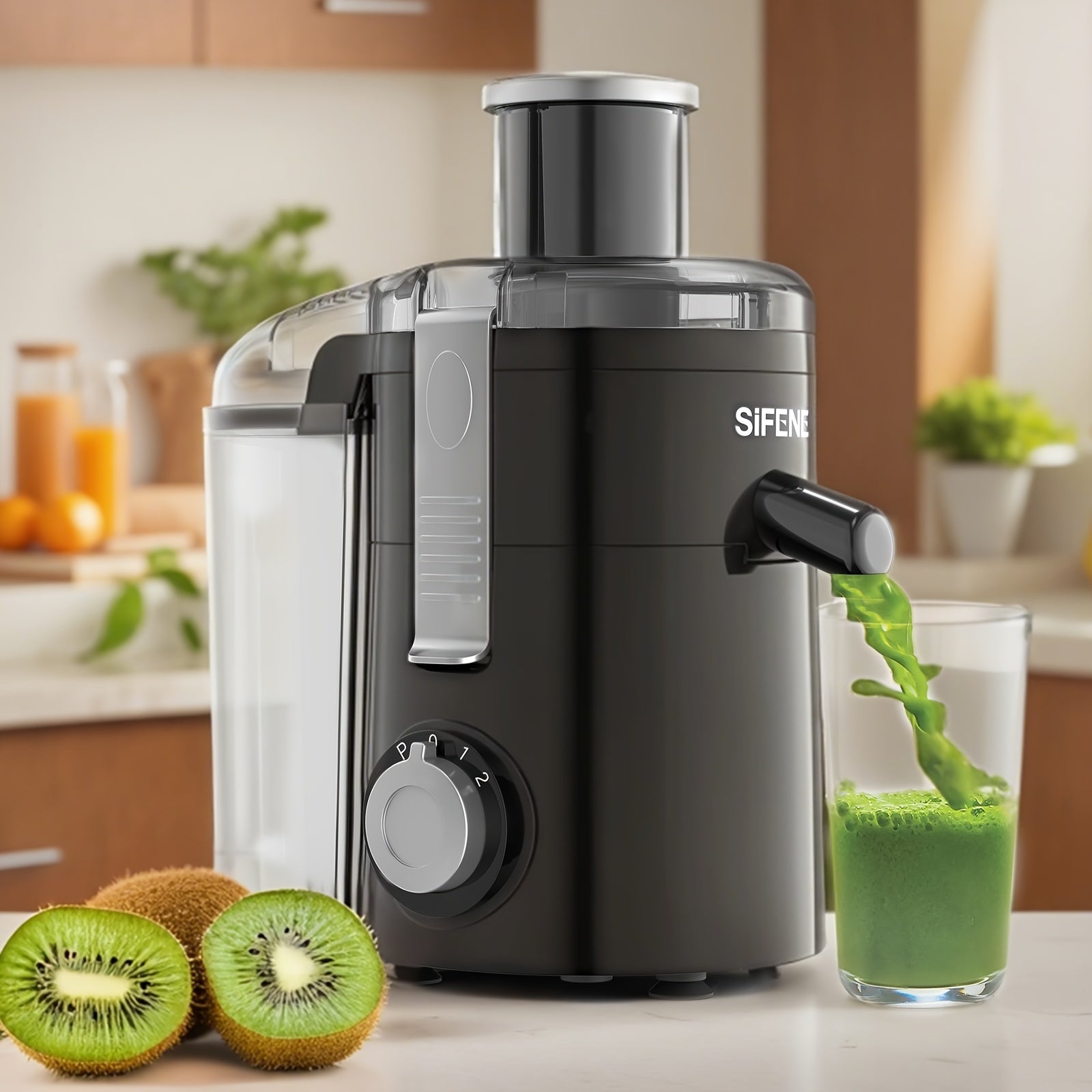 Centrifugal Juicer Machine 3-in-1 Juicer Smoothie Maker for Whole Fruits & Veggies, Reverse Function, Easy-Clean System, Ice Crushing & Nut Milk – SIFENE, Black