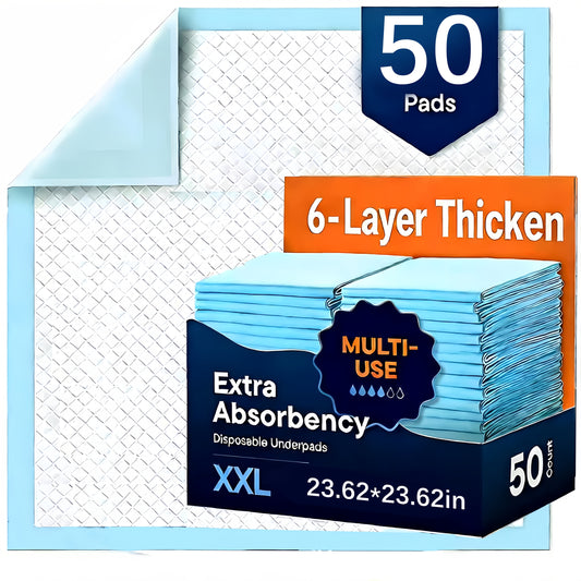 23.62*23.62inch Extra Large Thickened Disposable Adult Pad, Absorbent And Leak-proof Mattress, Suitable for Adults, Seniors, Postpartum Care And Pets