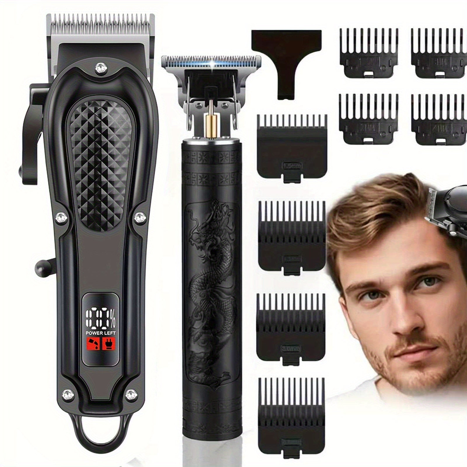 2pcs/3pcs Men'S Hair Clipper - USB Rechargeable, Digital Display, Electric Hair Clipper And Beard Trimmer, Grooming Set - Perfect for Father'S Day Or Holiday Gifts, Perfect for Men