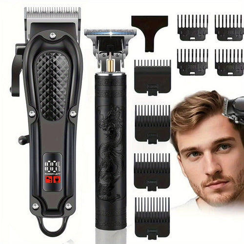 Men's Hair Clipper & Beard Trimmer Grooming Set USB Rechargeable with Digital Display, Electric Hair Cutting Kit 2-3 Piece – Father's Day & Holiday Gift for Men