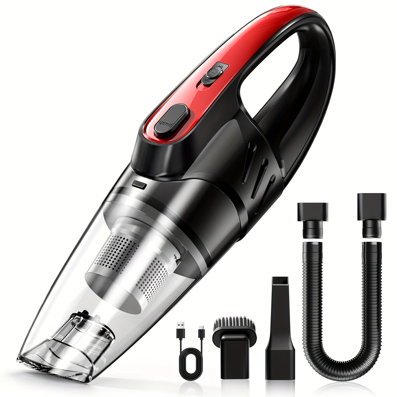 Pink Handheld Car Vacuum Cleaner 6000PA Super Suction 2000mAh Low Noise with 5 Attachments – Car Interior, Home & Pet Hair Cleaning Gift for Women